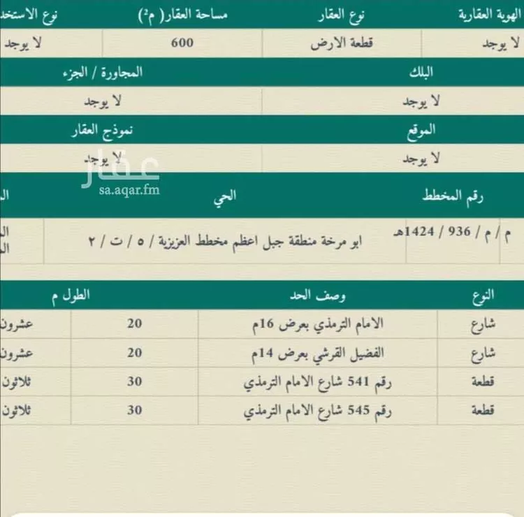 أرض للبيع في شارع  الترمذي, حي أبو مرخة, مدينة المدينة المنورة, منطقة المدينة المنورة صورة 3