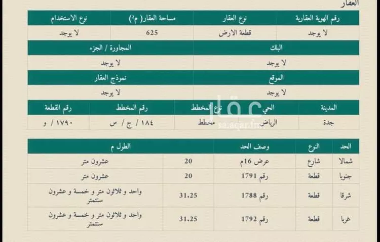 أرض للبيع في شارع محمد احمد حسن عسيري ، حي الرياض ، جدة ، جدة