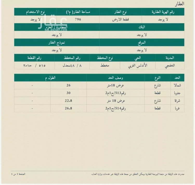أرض للبيع في حي حي الأندلس, مدينة الخفجي, المنطقة الشرقية صورة 2
