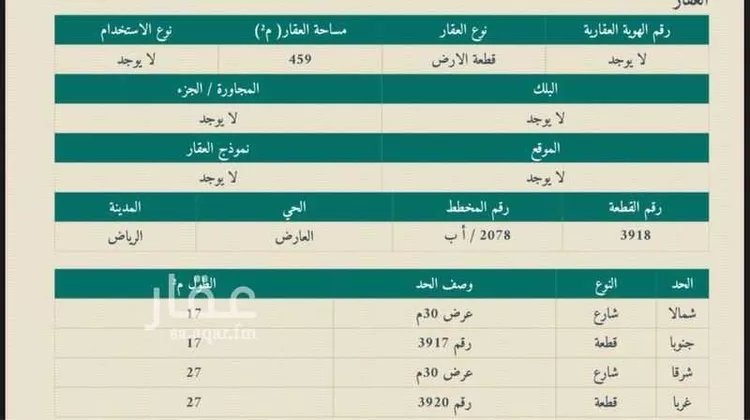 أرض للبيع في شارع احمد بن سعيد ابن الهندي, حي العارض, مدينة الرياض, منطقة الرياض 6