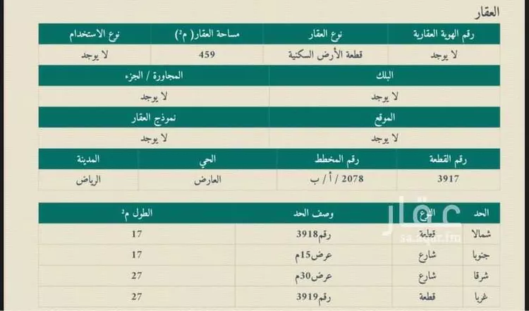 أرض للبيع في شارع احمد بن سعيد ابن الهندي, حي العارض, مدينة الرياض, منطقة الرياض صورة 3
