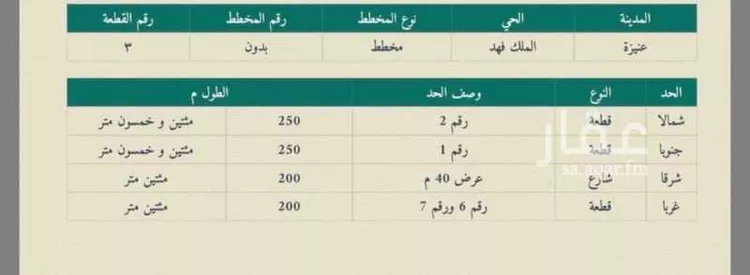 أرض للبيع في شارع الأزهار, حي الملك فهد, مدينة عنيزة, منطقة القصيم صورة 2