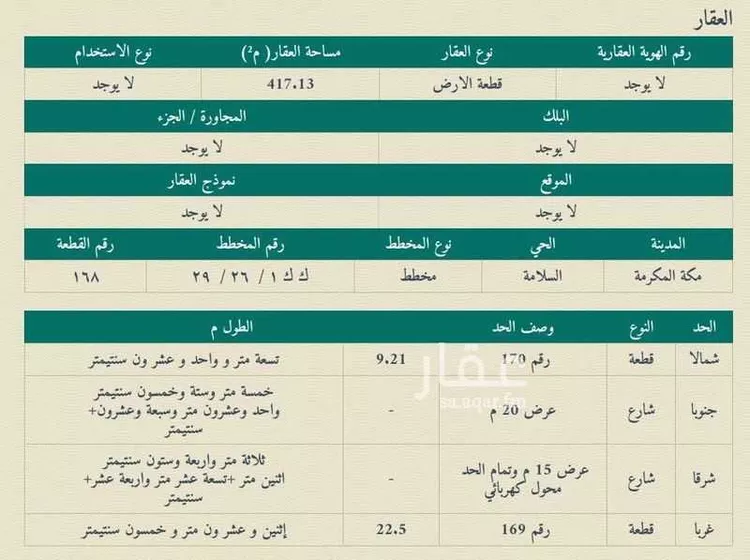 أرض للبيع في شارع حجر الكندي, حي السلامة, مدينة مكة المكرمة, منطقة مكة المكرمة صورة 2