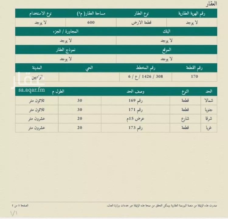 أرض للبيع في شارع طريق الملك عبد الله, حي الشهداء, مدينة احد رفيدة - الواديين, منطقة عسير صورة 5