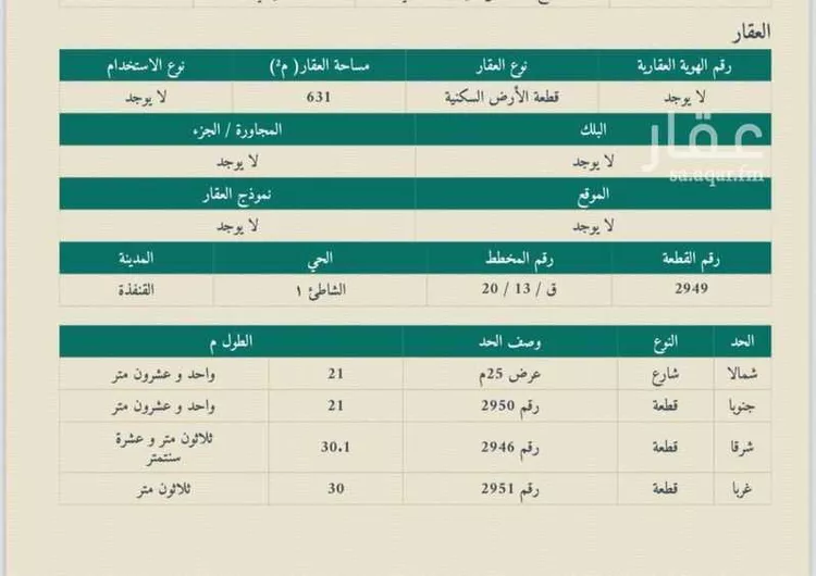 أرض للبيع في شارع 19566727, حي الشاطئ 2, مدينة القنفذه, منطقة مكة المكرمة صورة 2