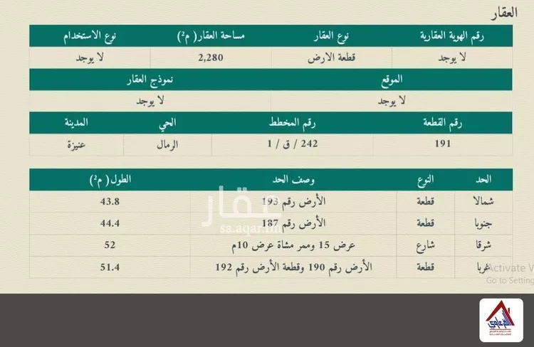 أرض للبيع في شارع محمد بن احمد المنوفي, حي الرمال, مدينة عنيزة, منطقة القصيم صورة 3