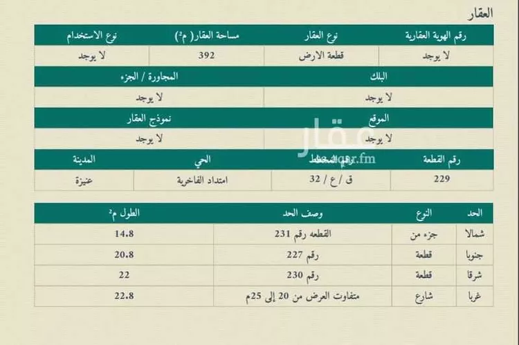 أرض للبيع في شارع عمر بن الخطاب, حي الخالدية, مدينة عنيزه, منطقة القصيم صورة 4