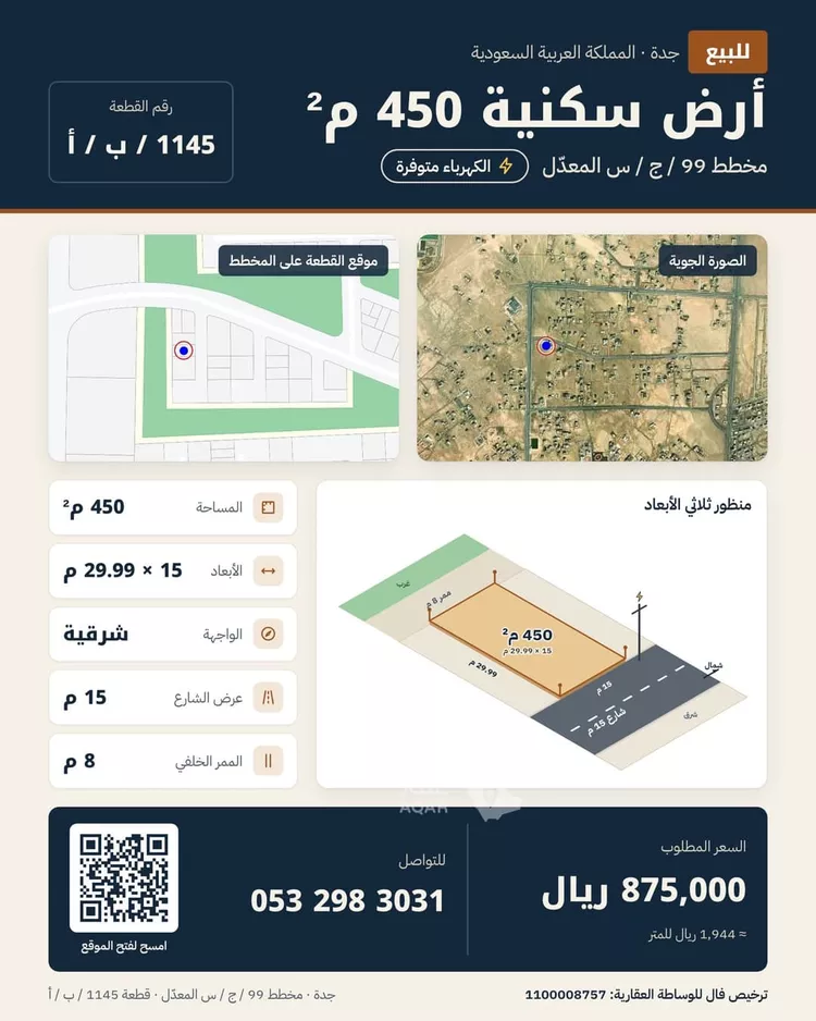 أرض للبيع في حي الفنار, مدينة جدة, منطقة مكة المكرمة