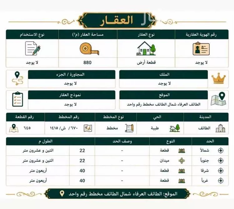 أرض للبيع في شارع مرداس بن مالك, حي العرفاء الشرقية, مدينة الطائف, منطقة مكة المكرمة