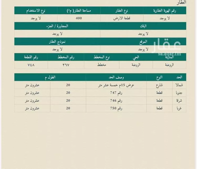 أرض للبيع في شارع الروضه 250 ، الروضة ، منطقة حائل