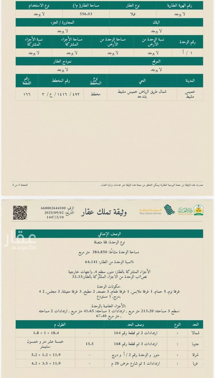 فيلا للبيع في حي شمال تندحة, مدينة خميس مشيط, منطقة عسير صورة 2