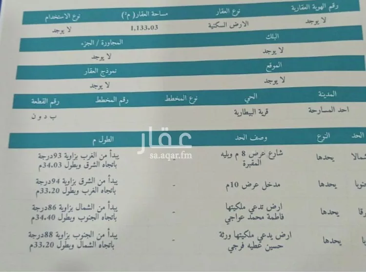 أرض للبيع في حي البيطارية, مدينة البيطاريه, منطقة جازان صورة 2