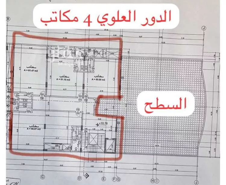 مكتب تجاري للإيجار في شارع الامام الله بن سعود, حي الحمراء, مدينة الرياض, منطقة الرياض