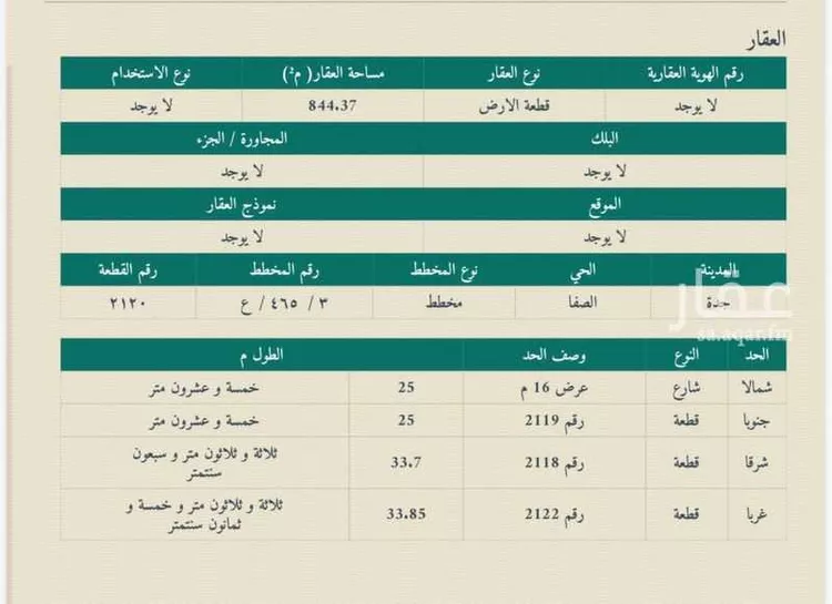أرض للبيع في شارع محمد سرور الصباغ, حي الصفاء, مدينة جدة, منطقة مكة المكرمة صورة 2