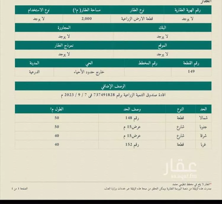 أرض للبيع في شارع العماريه 95, حي مزارع وادى العماريه, مدينة مزارع وادى العماريه, منطقة الرياض