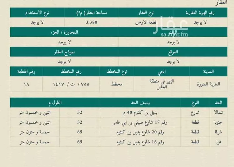 أرض للبيع في شارع بديل ابن كلثوم, حي سد الغابة, مدينة المدينة المنورة, منطقة المدينة المنورة