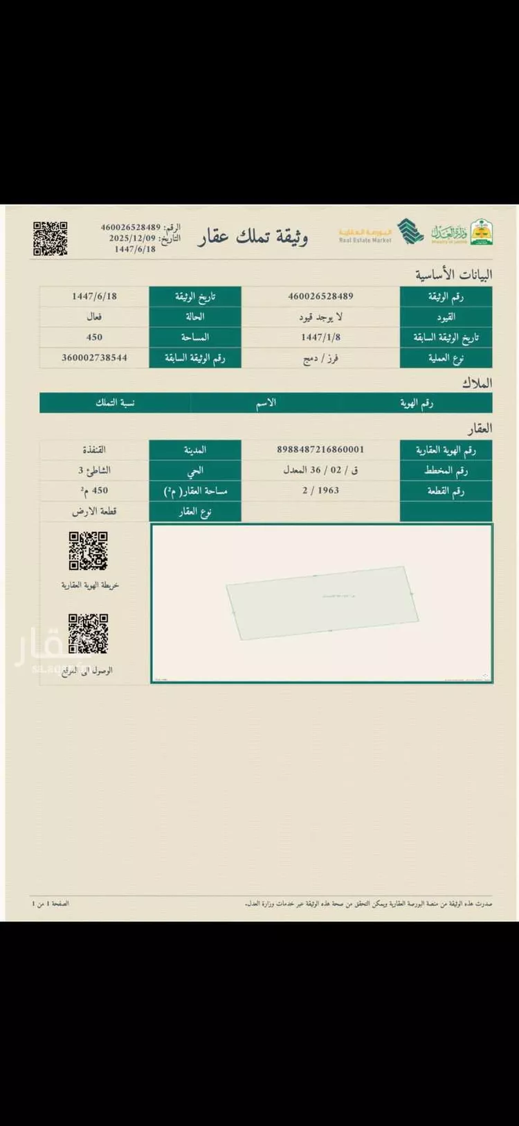 أرض للبيع في شارع جبار ابن صخر السلمي ، حي الشامية ، القنفذة ، القنفذة صورة 2
