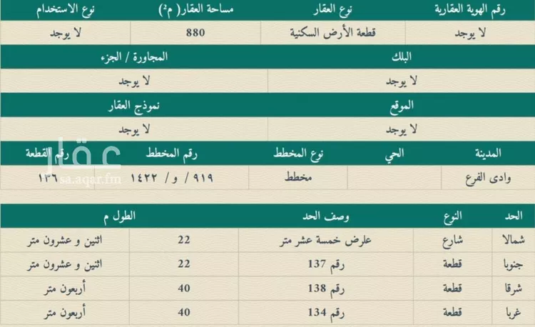 أرض للبيع في حي مخطط وادي الفرع, مدينة وادي الفرع, منطقة المدينة المنورة صورة 3
