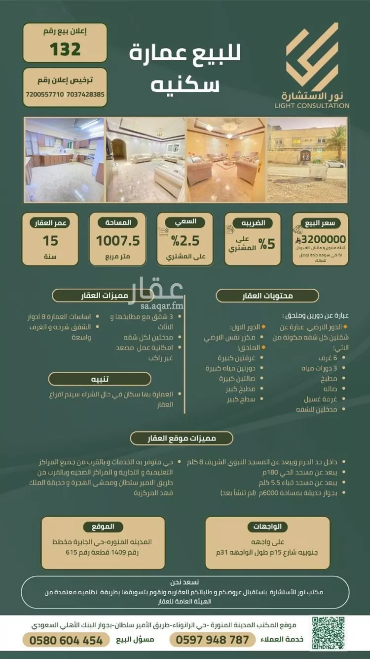 عمارة للبيع في شارع محمد بن احمد بن الصلت الاهوازي, حي الجابرة, مدينة المدينه المنوره, منطقة المدينة المنورة
