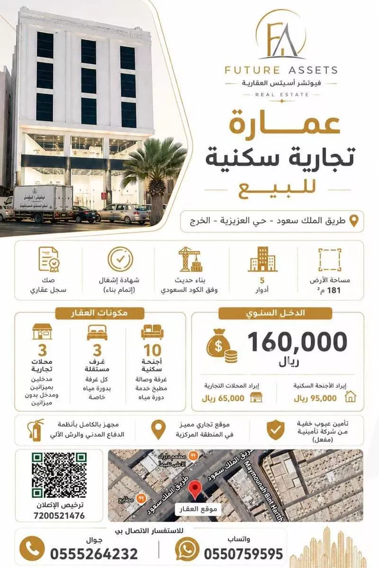 عمارة للبيع في شارع وائل بن شهاب, حي السلام, مدينة الخرج, منطقة الرياض