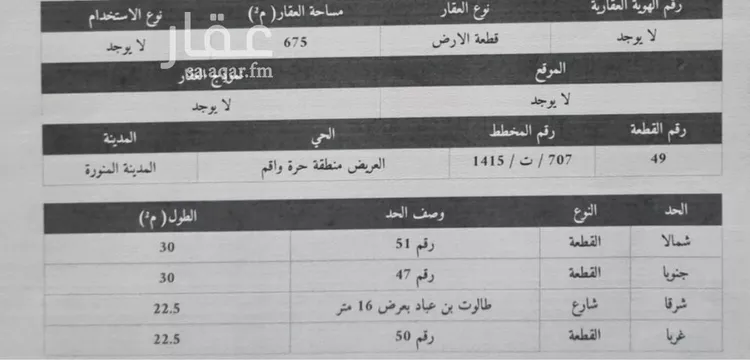 أرض للبيع في شارع طالوت بن عباد, حي العريض, مدينة المدينة المنورة, منطقة المدينة المنورة