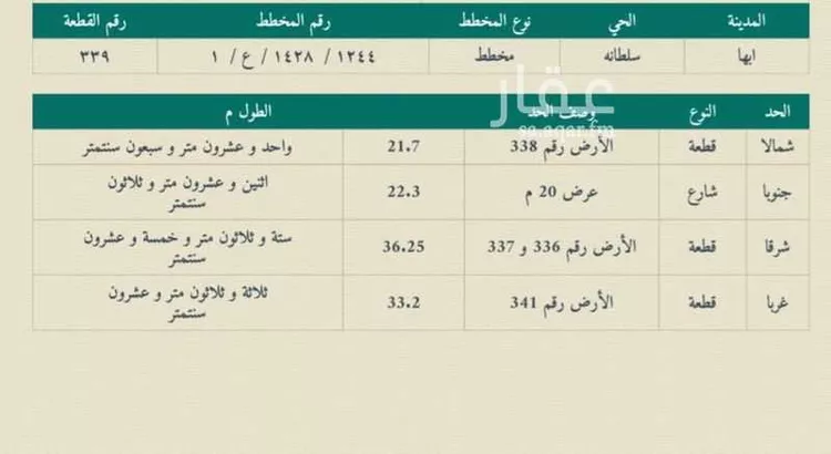 أرض للبيع في شارع العام, حي سلطانة, مدينة أبها, منطقة عسير