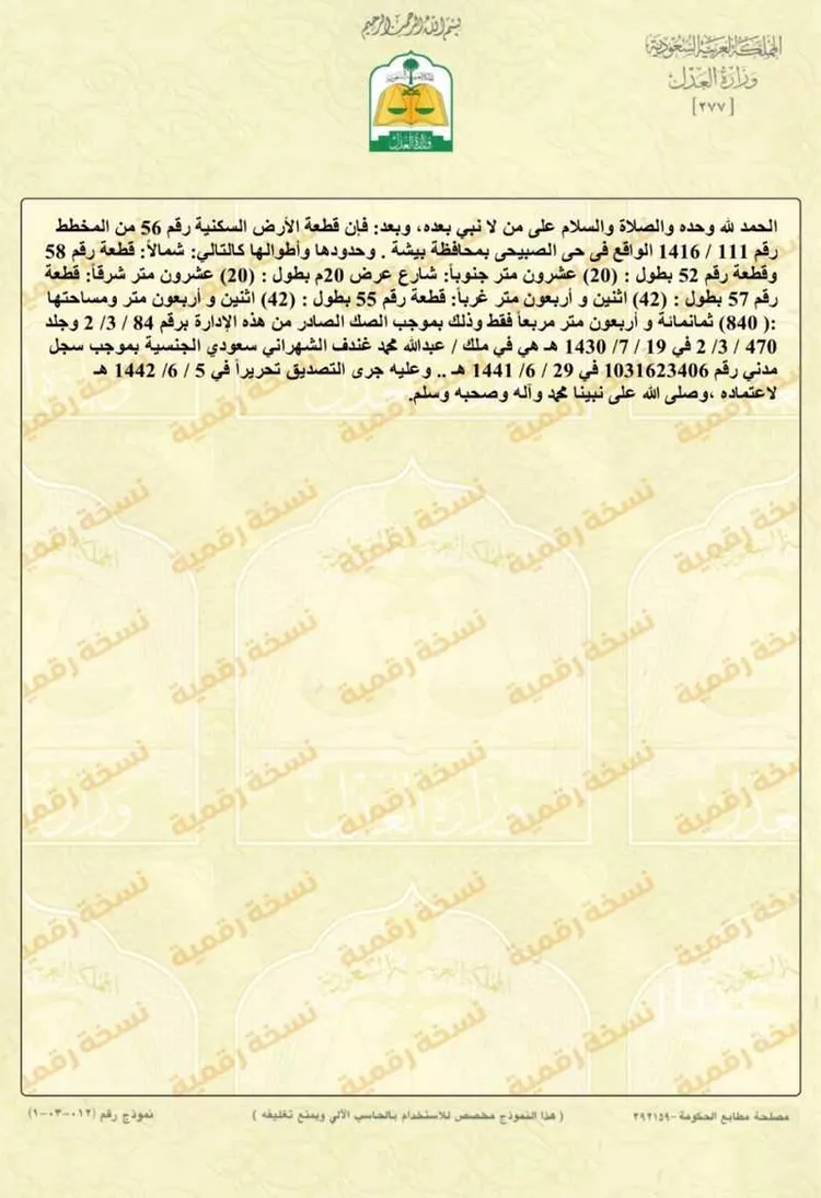 أرض للبيع في شارع النهضة و بالشوك, حي التضامن, بيشة