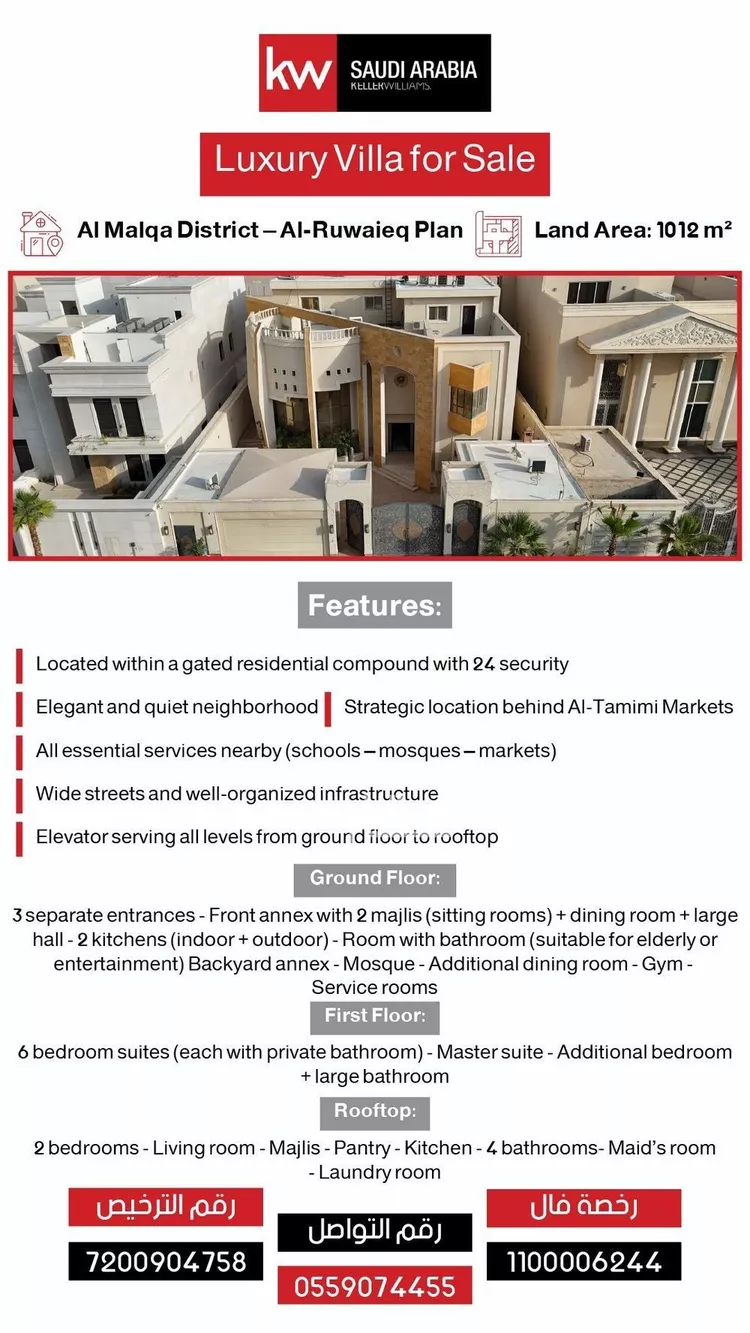 Villa for Sale in Riyadh Al Malqa صورة 3