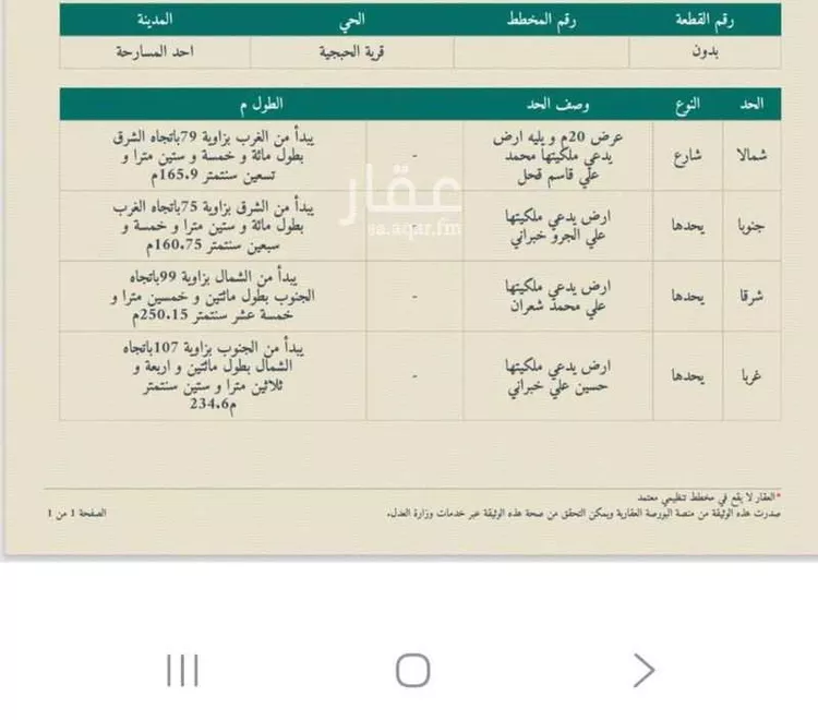 أرض للبيع في حي الروضة, مدينة احد المسارحه, منطقة جازان صورة 2
