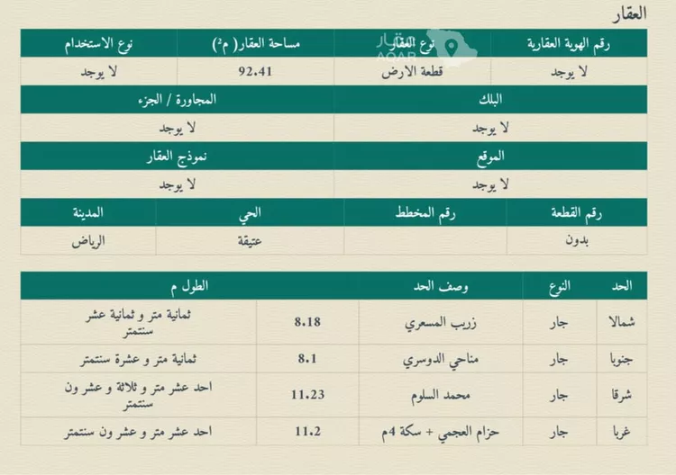 أرض للبيع في شارع القبيل, حي عتيقة, مدينة الرياض, منطقة الرياض 3