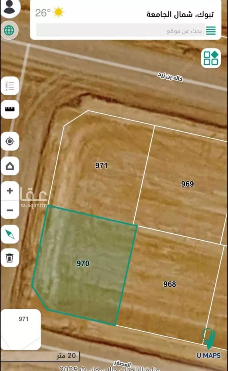 أرض للبيع في شارع إسكان قوى الأمن 68 ، حي الدوائر الحكومية ج ، تبوك ، منطقة تبوك صورة 2