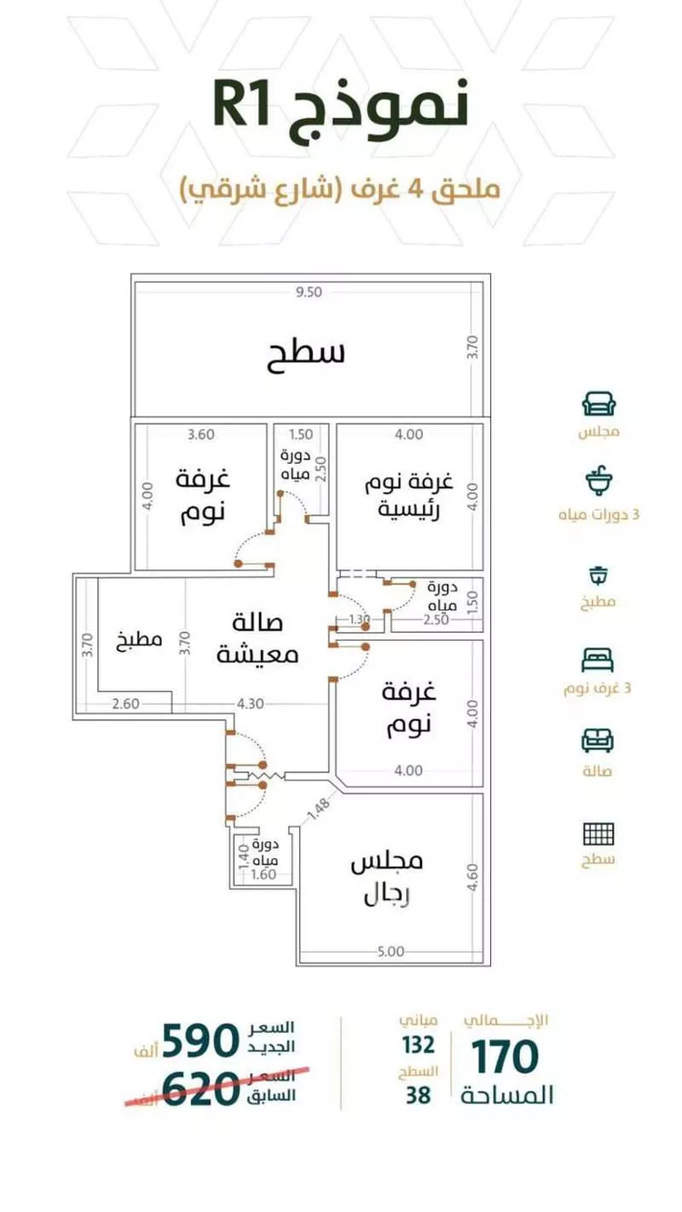 شقة للبيع في شارع الخليفة المأمون, حي الربوة, مدينة جدة, منطقة مكة المكرمة