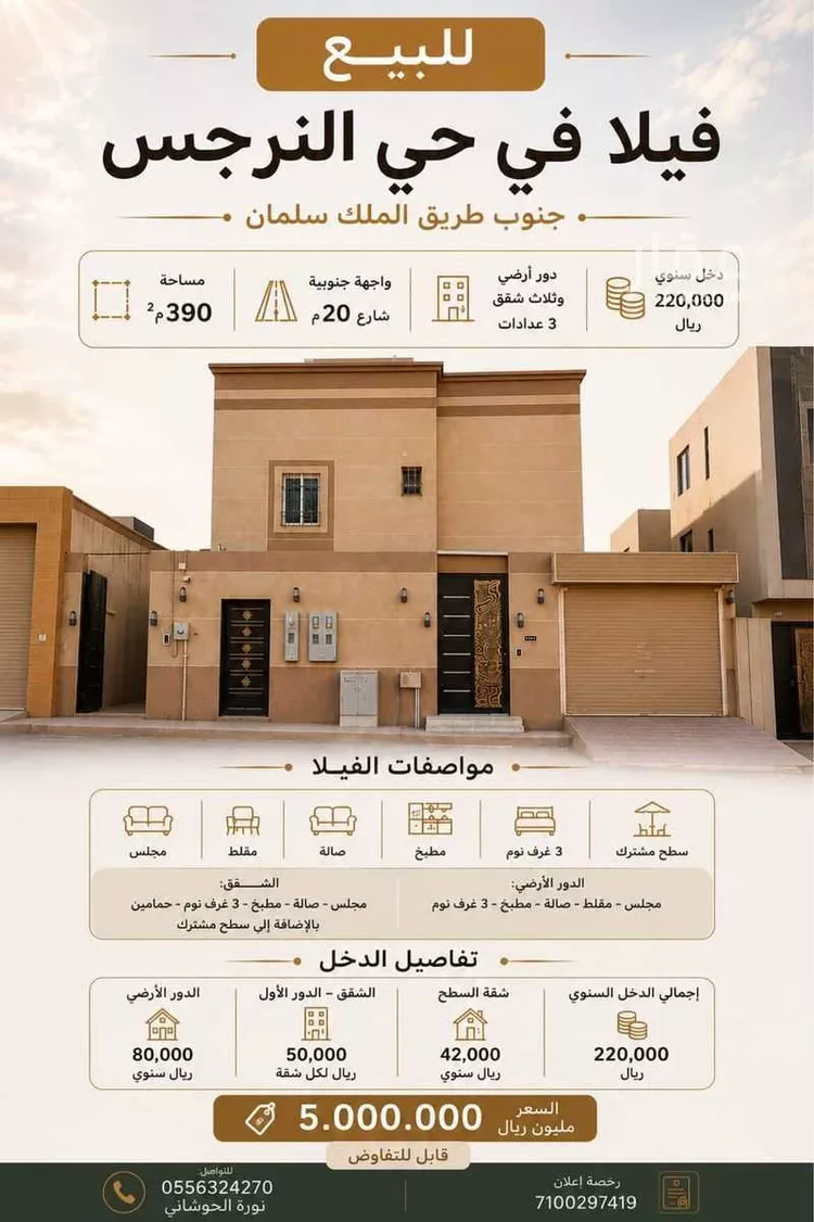 Villa for Sale in Riyadh An Narjis