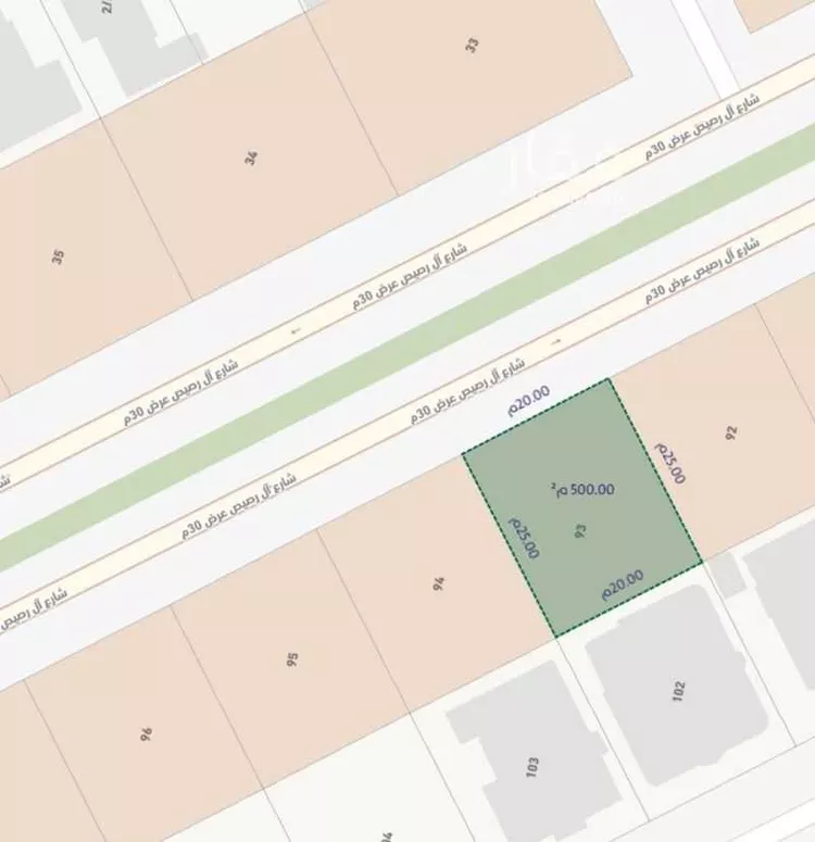 أرض للبيع في شارع رصيص, حي العزيزية, مدينة الرياض, منطقة الرياض صورة 3