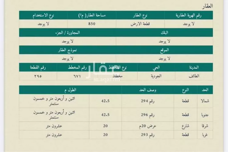 أرض للبيع في شارع الجودية 482, حي الجودية, مدينة الطائف, منطقة مكة المكرمة