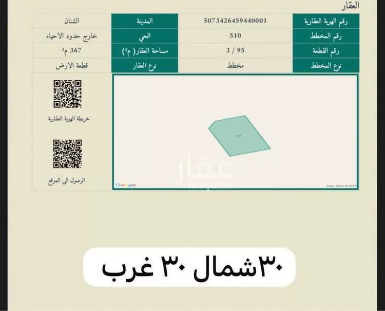 أرض للبيع في حي الحمراء, مدينة الشنان, منطقة حائل