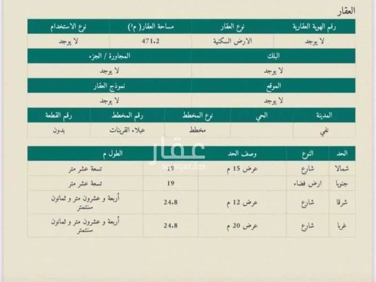 أرض للبيع في شارع نفي, حي مشرفة, مدينة الدوادمي, منطقة الرياض