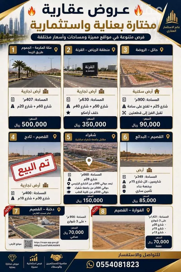 أرض للبيع في شارع 1 طريق الملك عبدالعزيز ال سعود, حي الفوارة, مدينة الفوارة, منطقة القصيم صورة 2