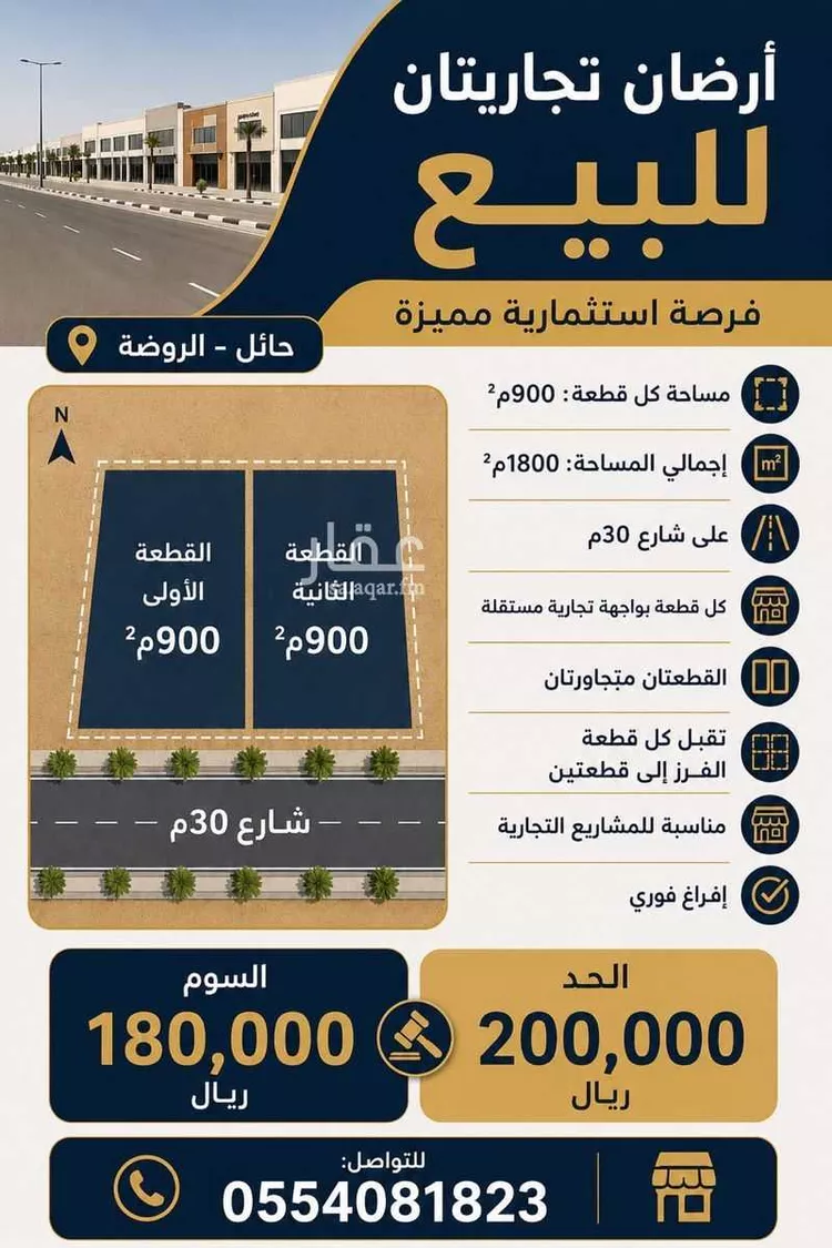 أرض للبيع في شارع الروضه 167, حي الروضة, مدينة الغزالة - الروضه, منطقة حائل صورة 3