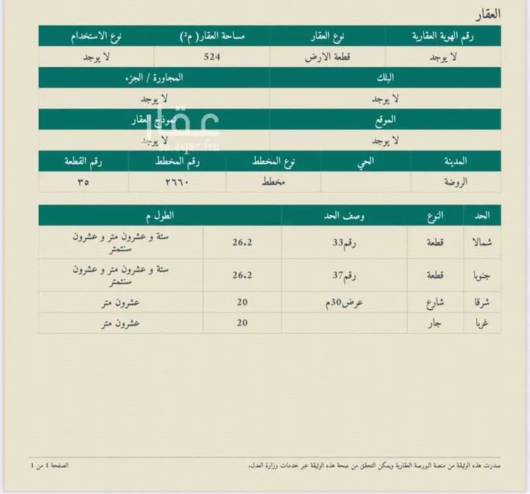 أرض للبيع في شارع الروضك, حي الروضة, مدينة الغزالة - الروضه, منطقة حائل