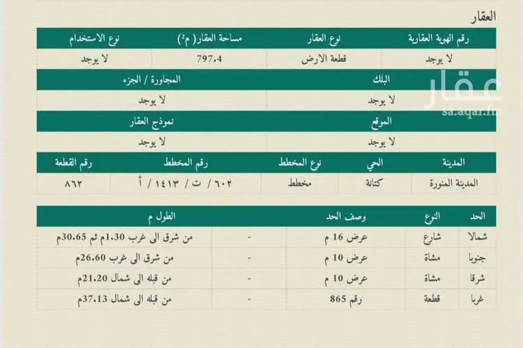 أرض للبيع في شارع سهل بن صخر ، حي كتانة ، المدينة المنورة ، منطقة المدينة المنورة صورة 2