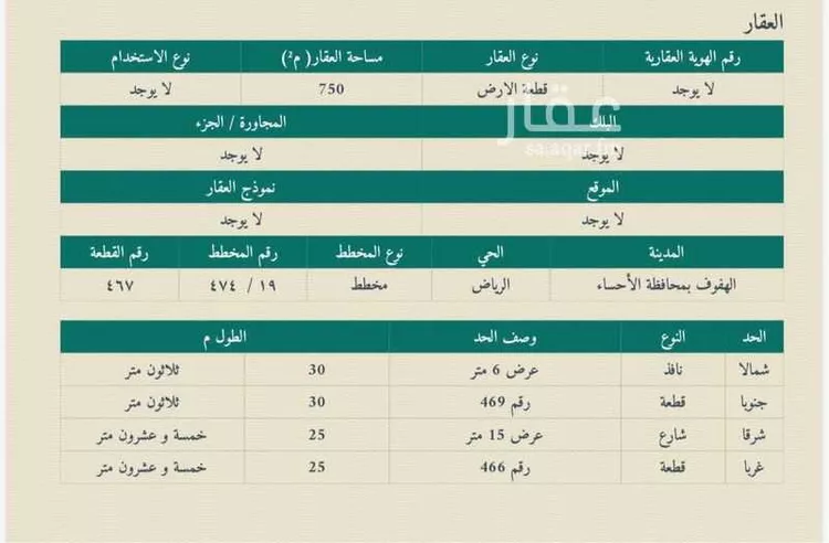 أرض للبيع في حي الرياض الرابع, مدينة الاحساء, المنطقة الشرقية صورة 2