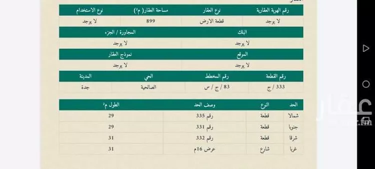 أرض للبيع في حي الصالحية, مدينة جدة, منطقة مكة المكرمة