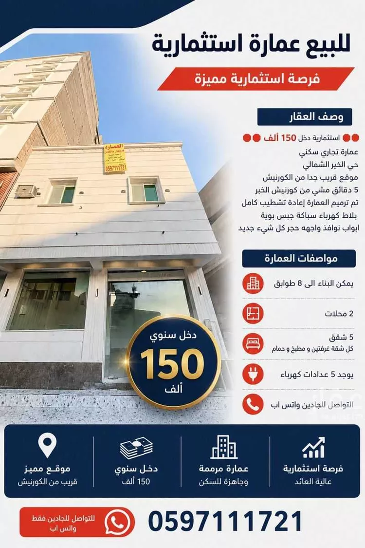 عمارة للبيع في شارع الامير سعد بن عبدالعزيز ، حي الخبر الشمالية ، الخبر ، الخبر