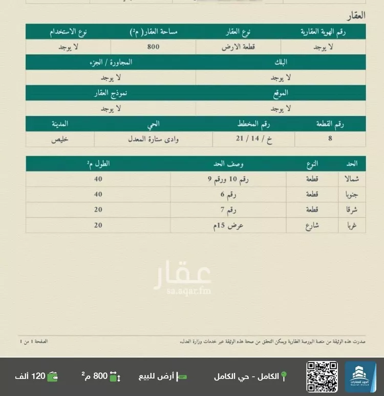 أرض للبيع في حي المريصيع, مدينة المريصيع, منطقة مكة المكرمة