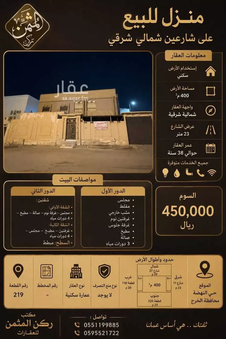 عمارة للبيع في شارع الحسن, حي النهضة, مدينة الخرج, منطقة الرياض