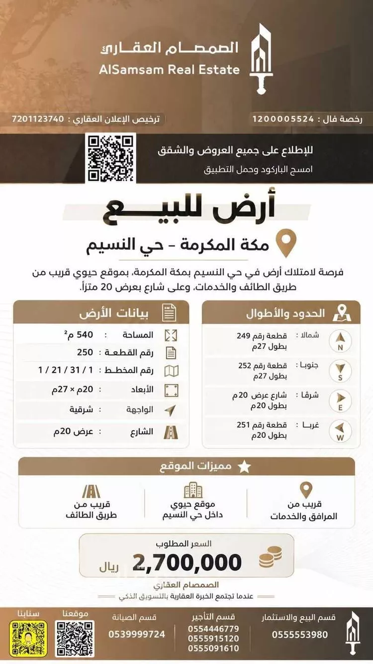 أرض للبيع في شارع ضحاك بن عبد عمرو النجاري, حي النسيم, مدينة مكة المكرمة, منطقة مكة المكرمة صورة 2