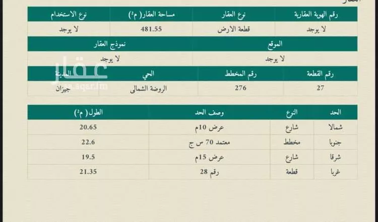 Land for Sale in Jazan Ar Rawdah
