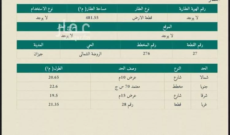 Land for Sale in Jazan Ar Rawdah