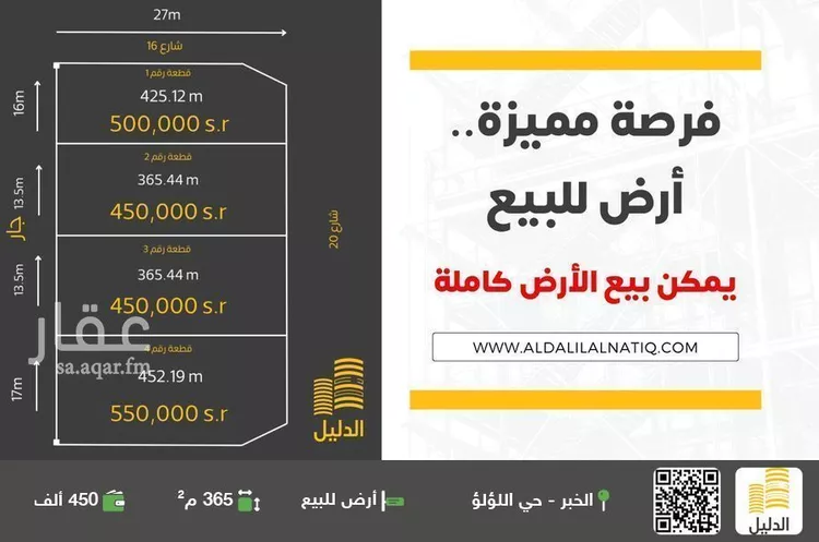 أرض للبيع في شارع 17ب, حي اللؤلؤ, مدينة الخبر, المنطقة الشرقية